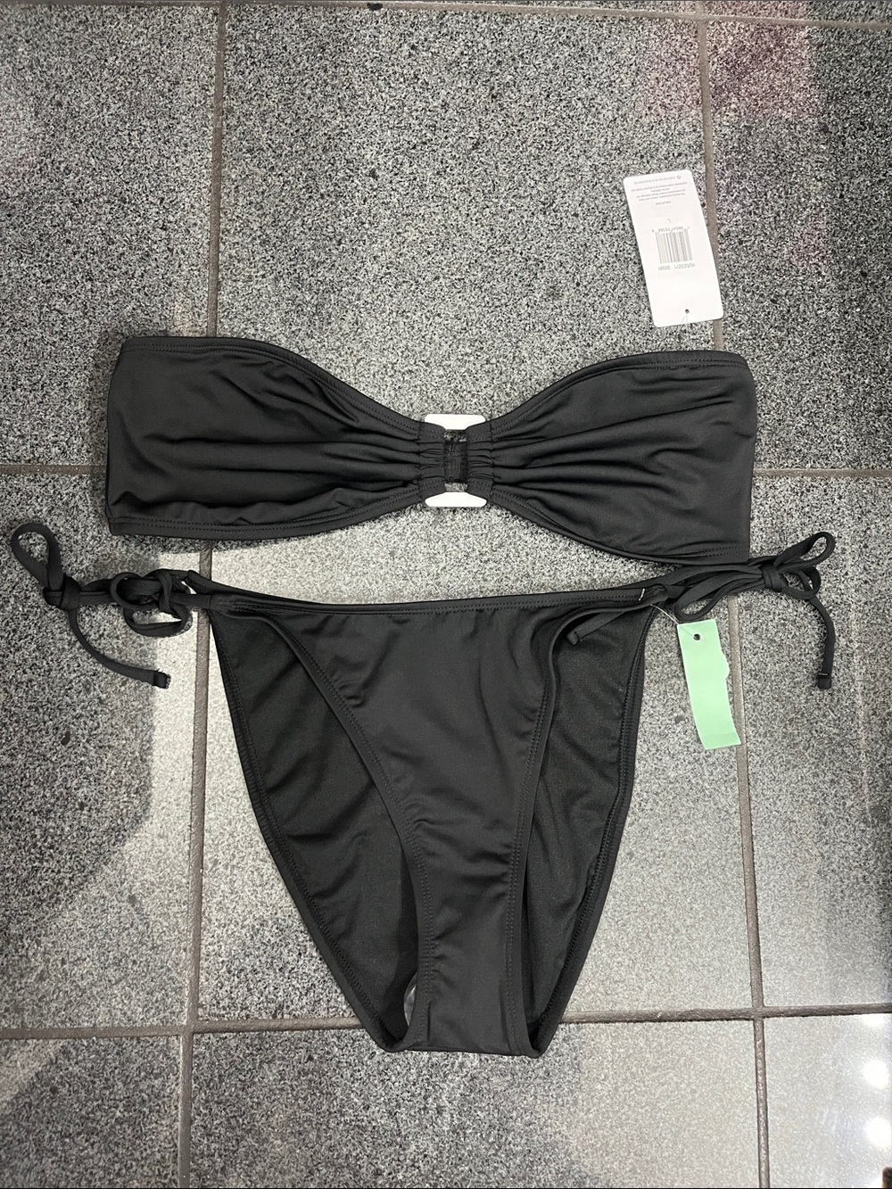 Hurley Black Bandeau Tie-Side Bikini Set